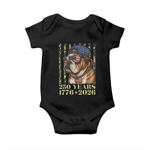 250 Years America Anniversary Baby Onesie Military Bulldog American Flag Camo
