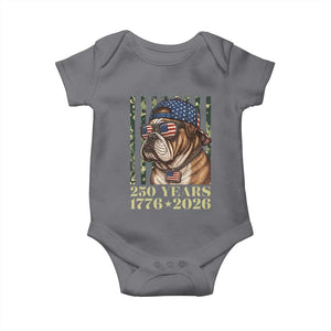 250 Years America Anniversary Baby Onesie Military Bulldog American Flag Camo