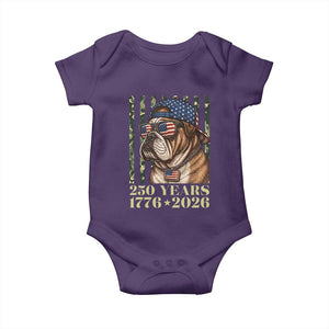 250 Years America Anniversary Baby Onesie Military Bulldog American Flag Camo