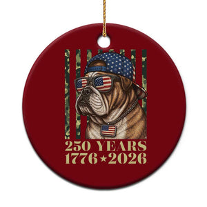 250 Years America Anniversary Ceramic Ornament Military Bulldog American Flag Camo