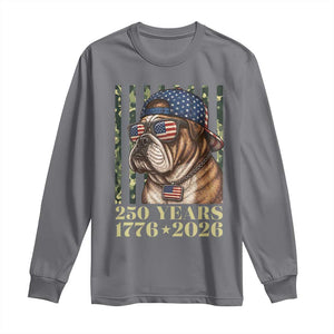 250 Years America Anniversary Long Sleeve Shirt Military Bulldog American Flag Camo