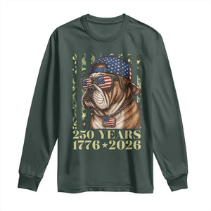 250 Years America Anniversary Long Sleeve Shirt Military Bulldog American Flag Camo
