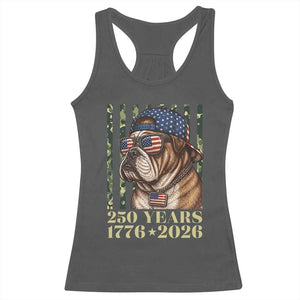 250 Years America Anniversary Racerback Tank Top Military Bulldog American Flag Camo