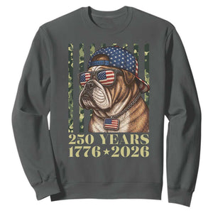 250 Years America Anniversary Sweatshirt Military Bulldog American Flag Camo