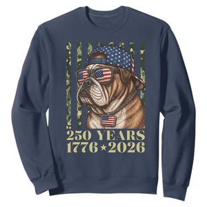 250 Years America Anniversary Sweatshirt Military Bulldog American Flag Camo