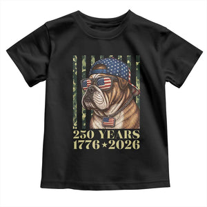 250 Years America Anniversary Toddler T Shirt Military Bulldog American Flag Camo