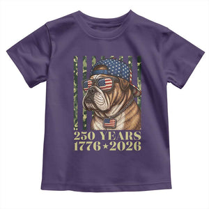 250 Years America Anniversary Toddler T Shirt Military Bulldog American Flag Camo