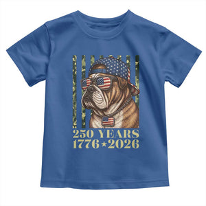 250 Years America Anniversary Toddler T Shirt Military Bulldog American Flag Camo