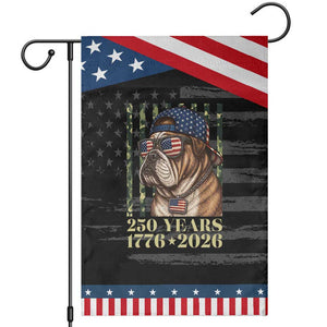 250 Years America Anniversary Patriotic Garden Flag Military Bulldog American Flag Camo