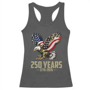 250 Years America Anniversary Racerback Tank Top Military Eagle American Flag Camo