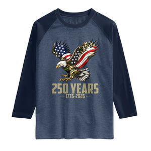 250 Years America Anniversary Raglan Shirt Military Eagle American Flag Camo