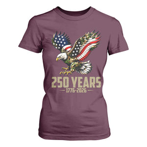 250 Years America Anniversary T Shirt For Women Military Eagle American Flag Camo