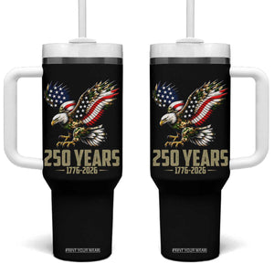250 Years America Anniversary Tumbler With Handle Military Eagle American Flag Camo