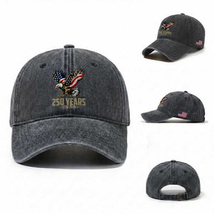 250 Years America Anniversary Washed Cotton Baseball Cap Military Eagle American Flag Camo