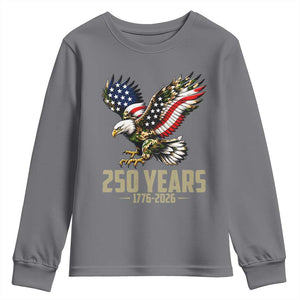 250 Years America Anniversary Youth Sweatshirt Military Eagle American Flag Camo