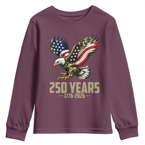 250 Years America Anniversary Youth Sweatshirt Military Eagle American Flag Camo