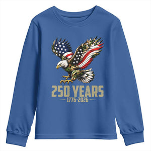 250 Years America Anniversary Youth Sweatshirt Military Eagle American Flag Camo