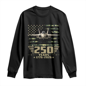 250 Years Anniversary Long Sleeve Shirt Patriotic Jet Fighter US Flag Camo