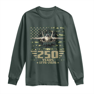 250 Years Anniversary Long Sleeve Shirt Patriotic Jet Fighter US Flag Camo