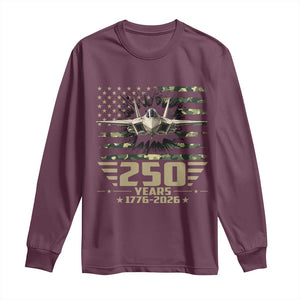 250 Years Anniversary Long Sleeve Shirt Patriotic Jet Fighter US Flag Camo