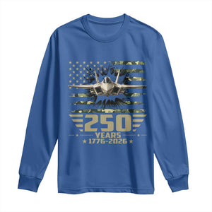 250 Years Anniversary Long Sleeve Shirt Patriotic Jet Fighter US Flag Camo