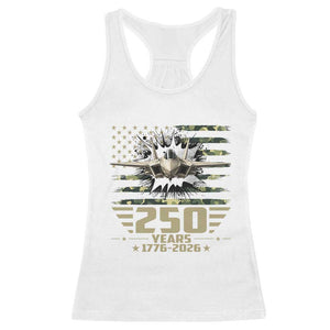 250 Years Anniversary Racerback Tank Top Patriotic Jet Fighter US Flag Camo
