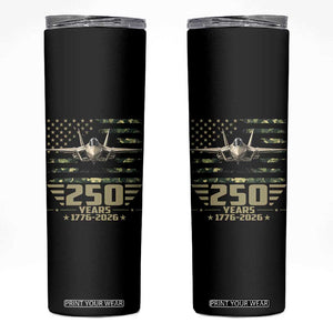 250 Years Anniversary Skinny Tumbler Patriotic Jet Fighter US Flag Camo