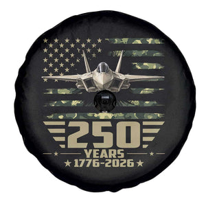 250 Years Anniversary Spare Tire Cover Patriotic Jet Fighter US Flag Camo