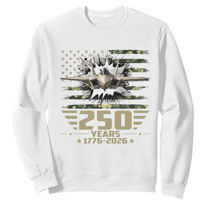 250 Years Anniversary Sweatshirt Patriotic Jet Fighter US Flag Camo