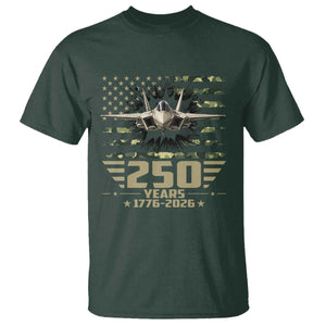250 Years Anniversary T Shirt Patriotic Jet Fighter US Flag Camo