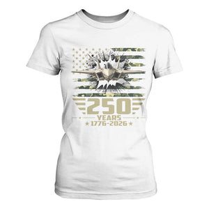 250 Years Anniversary T Shirt For Women Patriotic Jet Fighter US Flag Camo