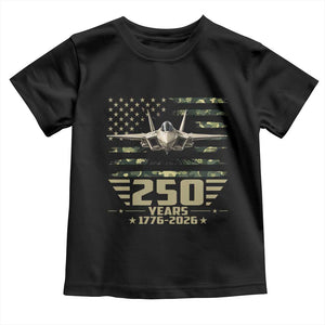 250 Years Anniversary Toddler T Shirt Patriotic Jet Fighter US Flag Camo