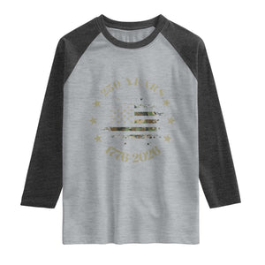 250 Years Anniversary Raglan Shirt Camo American Flag Independence Day
