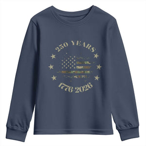 250 Years Anniversary Youth Sweatshirt Camo American Flag Independence Day