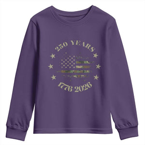 250 Years Anniversary Youth Sweatshirt Camo American Flag Independence Day