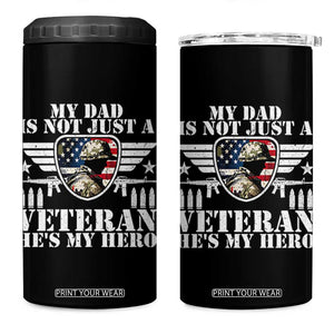 Military Family Veteran Support 4 in 1 Can Cooler Tumbler My Papa US Veteran My Hero