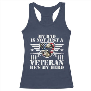 Military Family Veteran Support Racerback Tank Top My Papa US Veteran My Hero