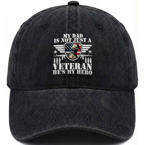 Military Family Veteran Support Washed Cotton Baseball Cap My Papa US Veteran My Hero