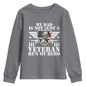 Military Family Veteran Support Youth Sweatshirt My Papa US Veteran My Hero