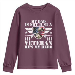 Military Family Veteran Support Youth Sweatshirt My Papa US Veteran My Hero