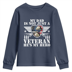 Military Family Veteran Support Youth Sweatshirt My Papa US Veteran My Hero