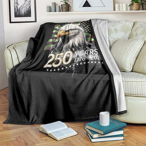 250 Years America Anniversary Throw Blanket Patriotic Bald Eagle Military Tactical American Flag Camo