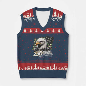250 Years America Anniversary V-Neck Knit Sweater Vest Patriotic Bald Eagle Military Tactical American Flag Camo