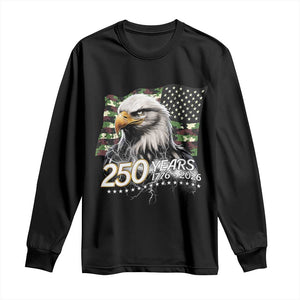 250 Years America Anniversary Long Sleeve Shirt Patriotic Bald Eagle Military Tactical American Flag Camo