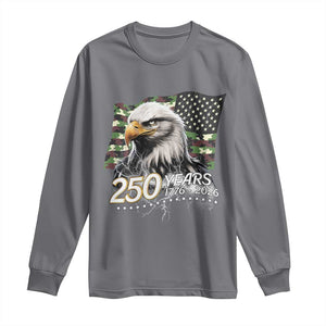 250 Years America Anniversary Long Sleeve Shirt Patriotic Bald Eagle Military Tactical American Flag Camo
