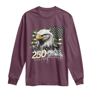250 Years America Anniversary Long Sleeve Shirt Patriotic Bald Eagle Military Tactical American Flag Camo