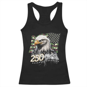 250 Years America Anniversary Racerback Tank Top Patriotic Bald Eagle Military Tactical American Flag Camo