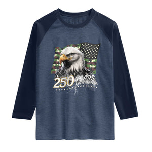 250 Years America Anniversary Raglan Shirt Patriotic Bald Eagle Military Tactical American Flag Camo