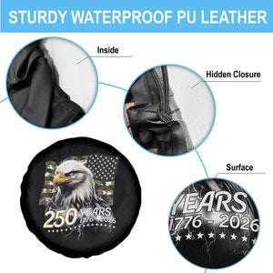 250 Years America Anniversary Spare Tire Cover Patriotic Bald Eagle Military Tactical American Flag Camo