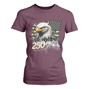 250 Years America Anniversary T Shirt For Women Patriotic Bald Eagle Military Tactical American Flag Camo